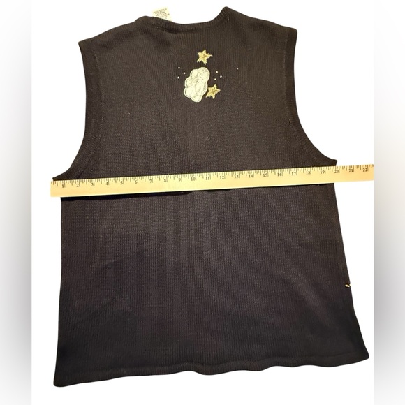 Vtg Bobbie Brooks Ladies Size Lg Christmas Sweater Vest Angels Gold Christmas - Picture 2 of 6